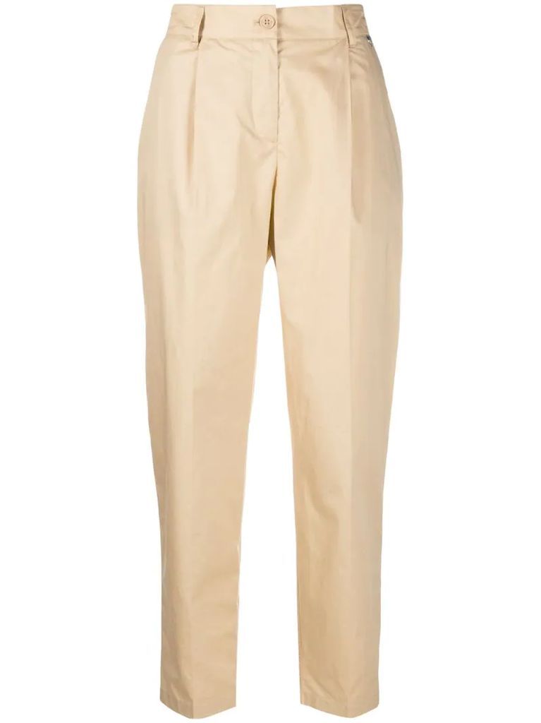crinkled effect high-waisted trousers