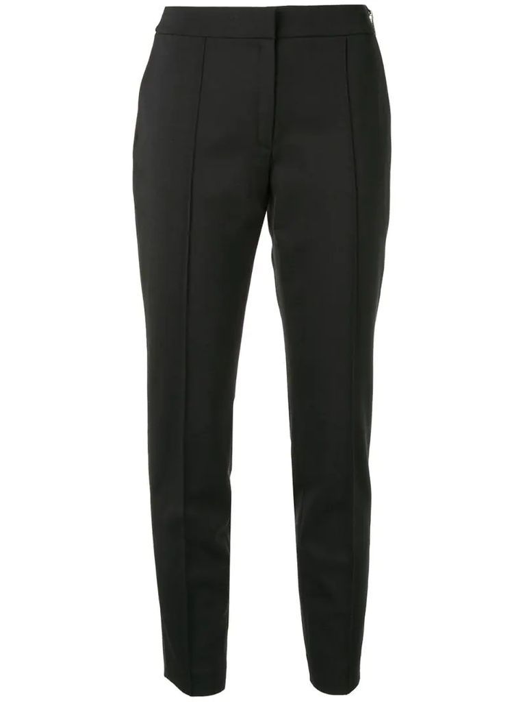 exposed zipper detail trousers