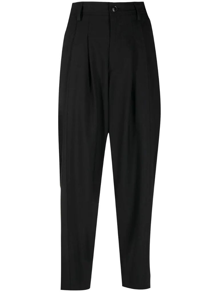 dropped-crotch cropped trousers