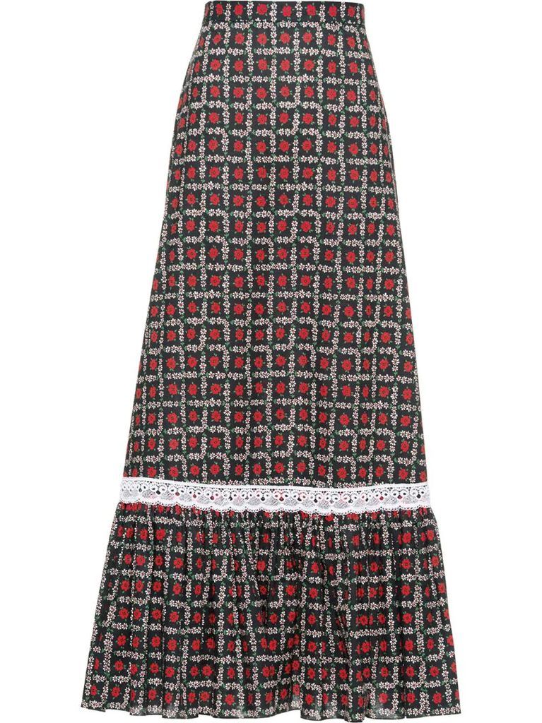 motif print maxi skirt