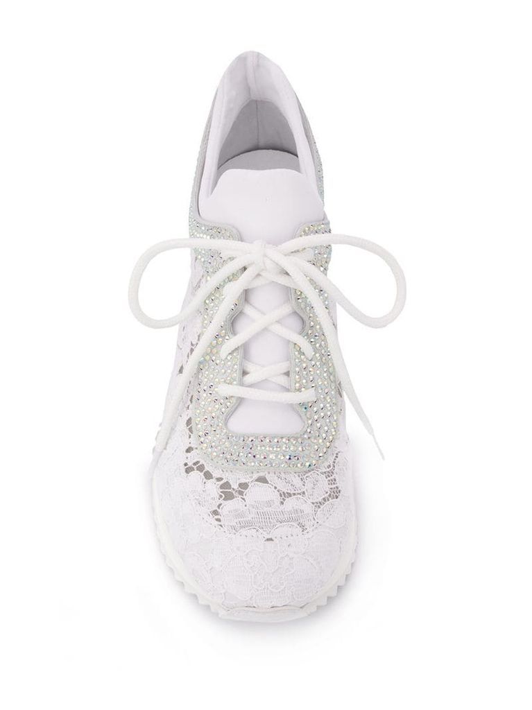 embellished lace detail sneakers