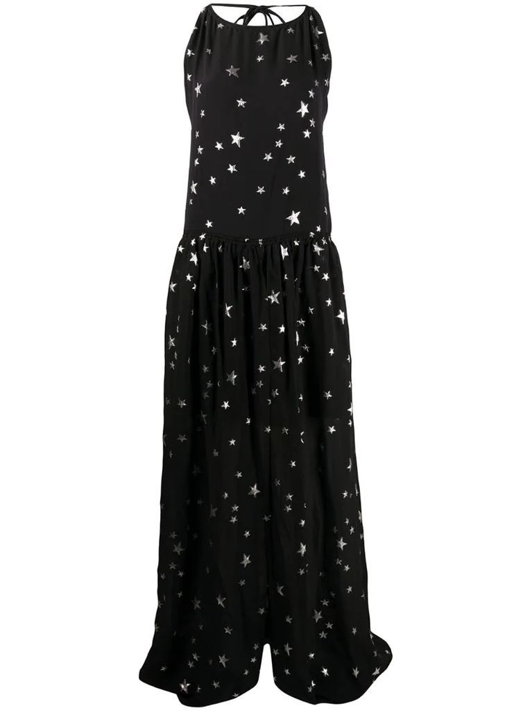 front slit star print dress