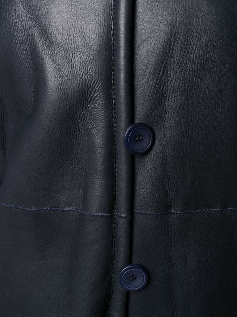shearling-trimmed belted coat