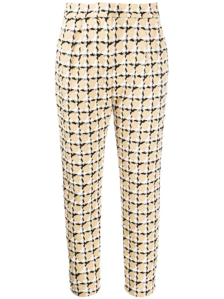 tweed check cropped trousers