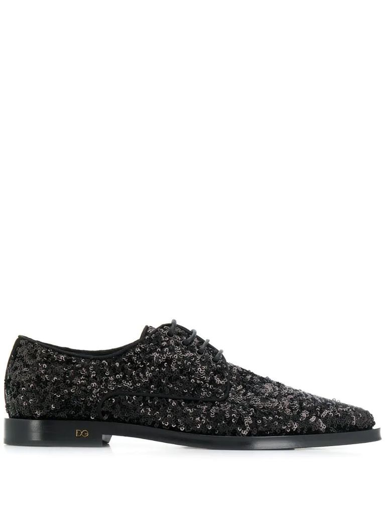 sequinned Derby shoes