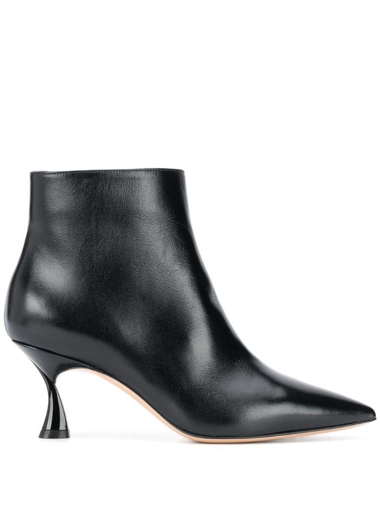 pointed kitten heel ankle boots