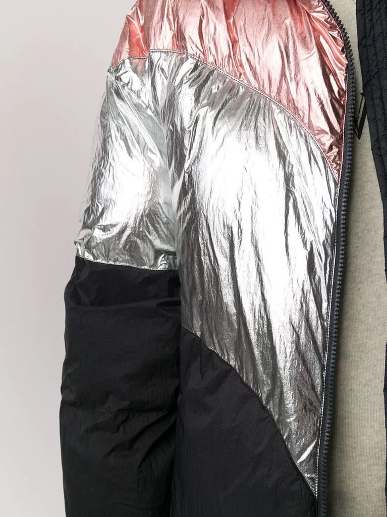 colour block padded coat