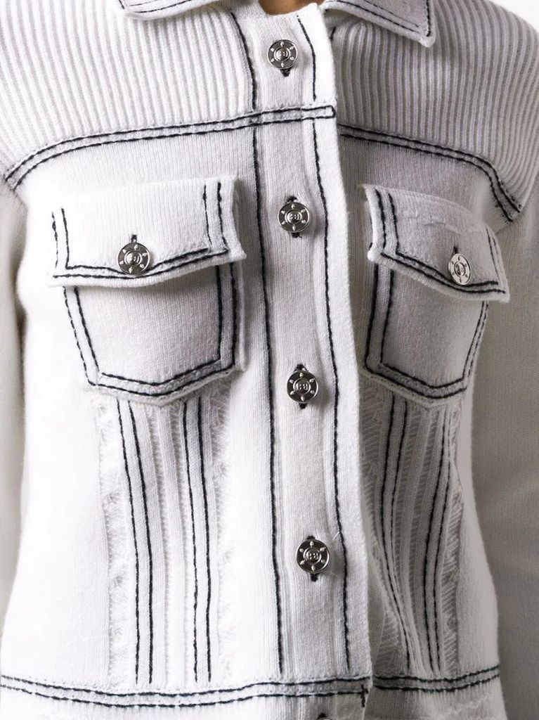 contrast stitching slim-fit jacket