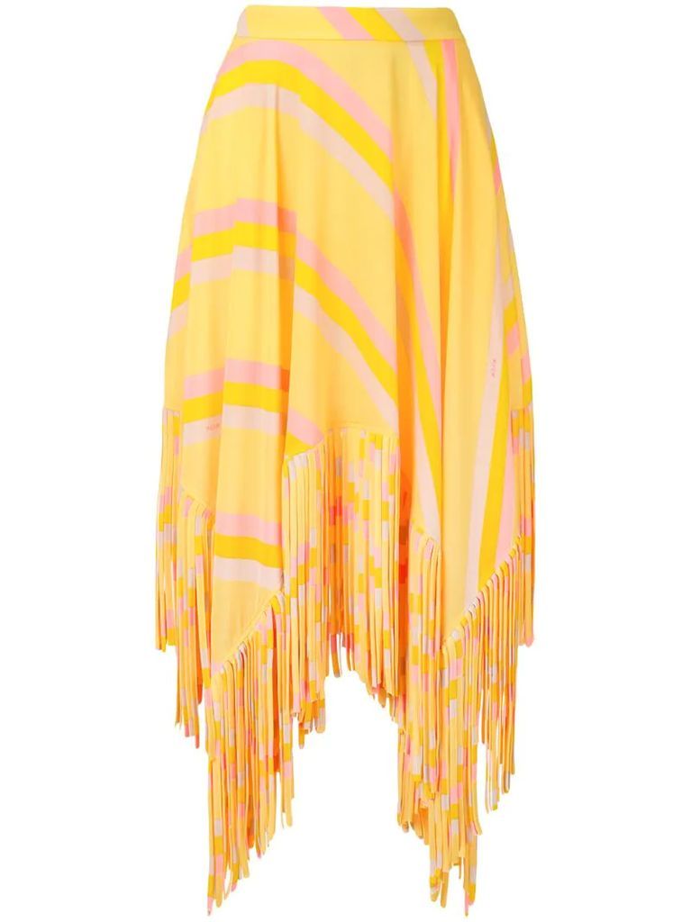 high-waisted fringed skirt