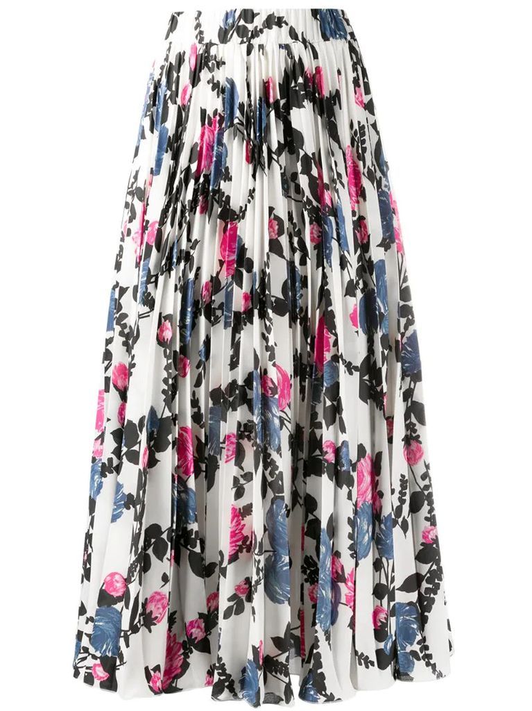 pleated floral skirt