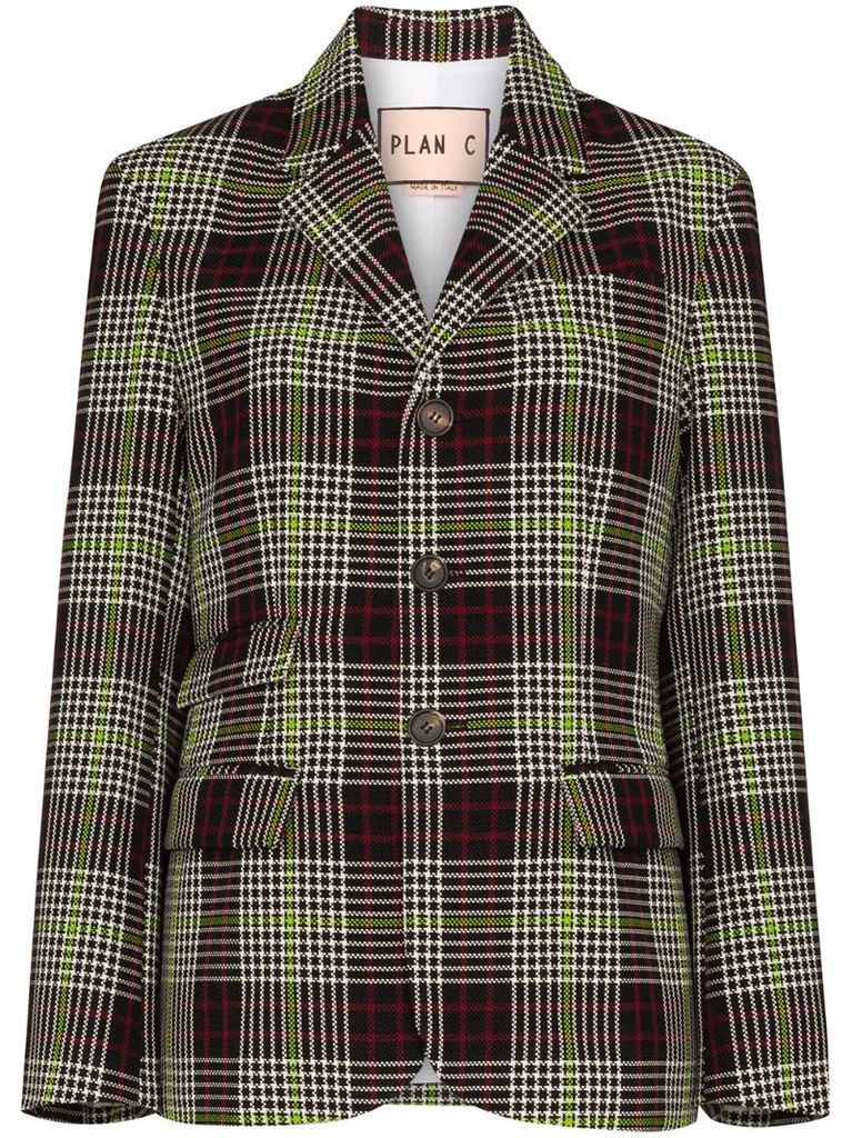 checked single-breasted blazer