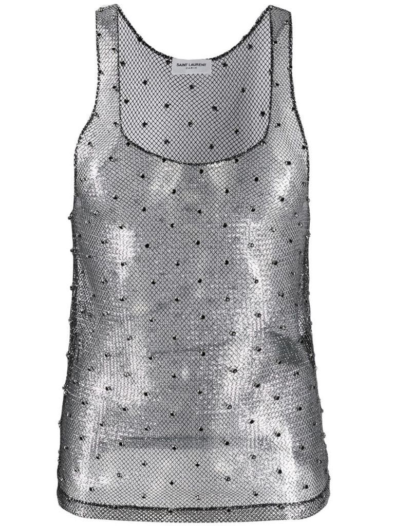 chain link embellished sleeveless top