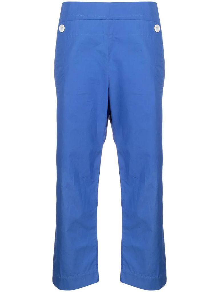 high-waisted cropped cotton trousers