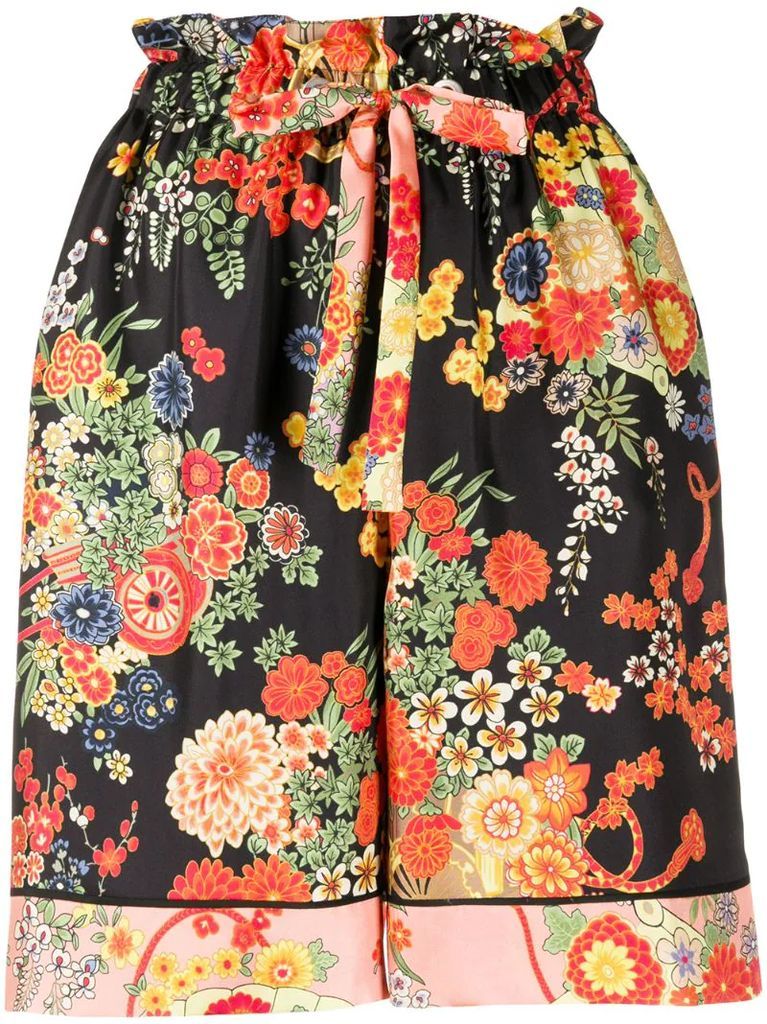 Blooming pajama-style shorts