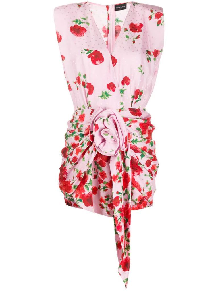 ruched floral print dress