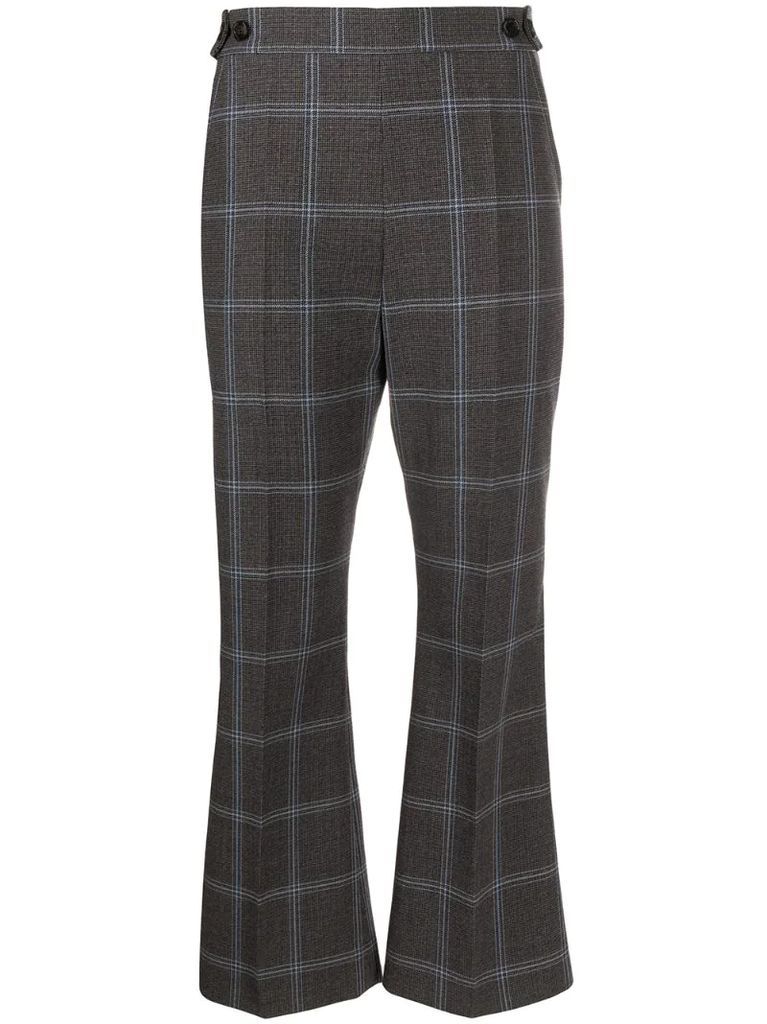 checkered cropped flared trousers