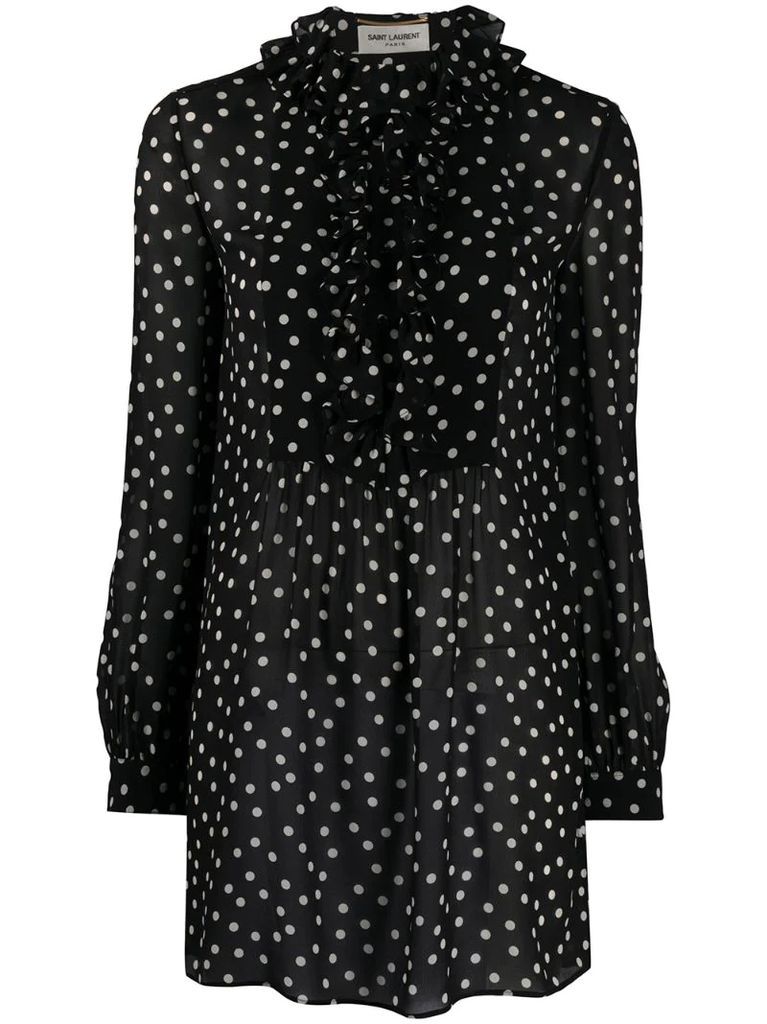 ruffled polka-dot mini dress