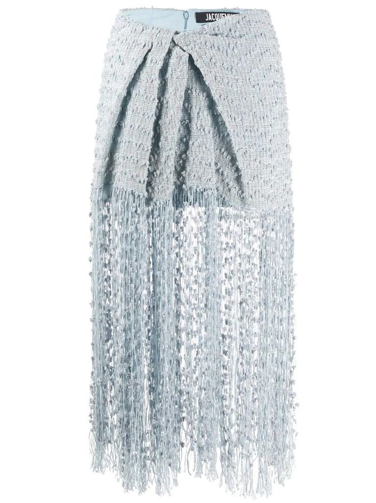 woven fringed skirt