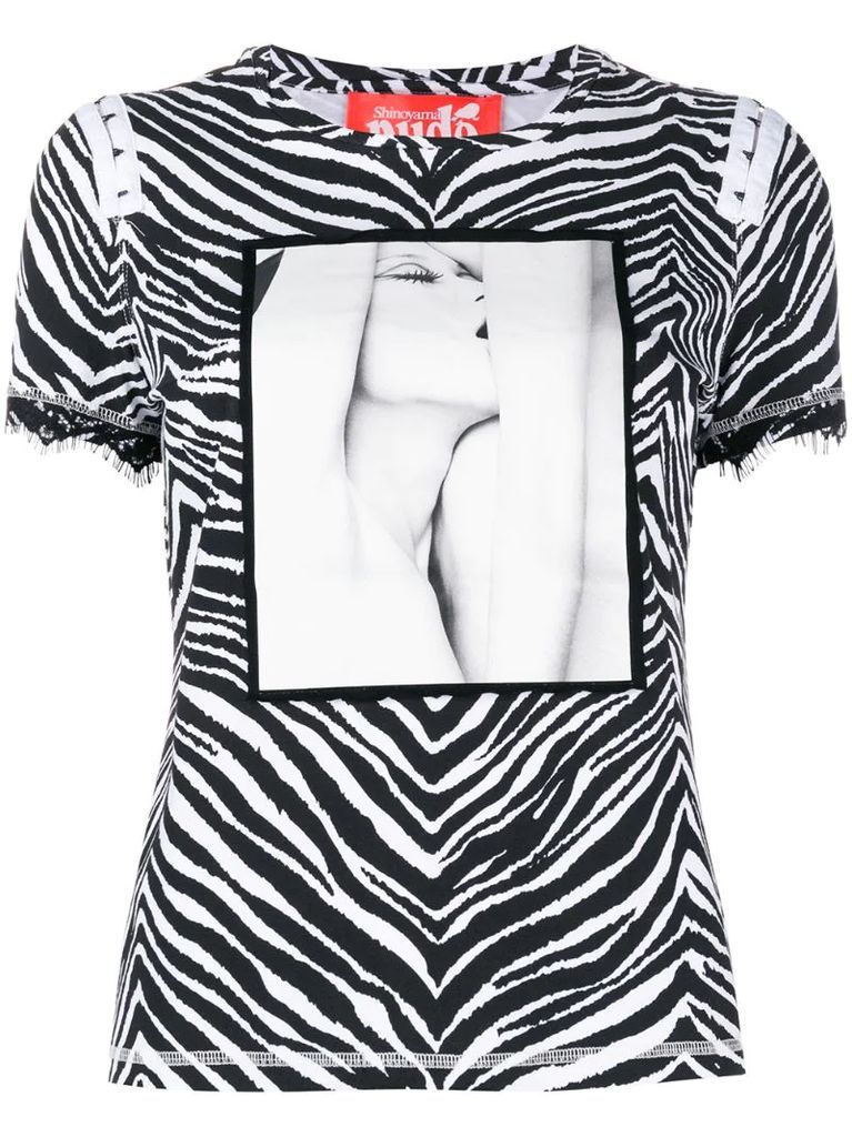 portrait zebra print T-shirt