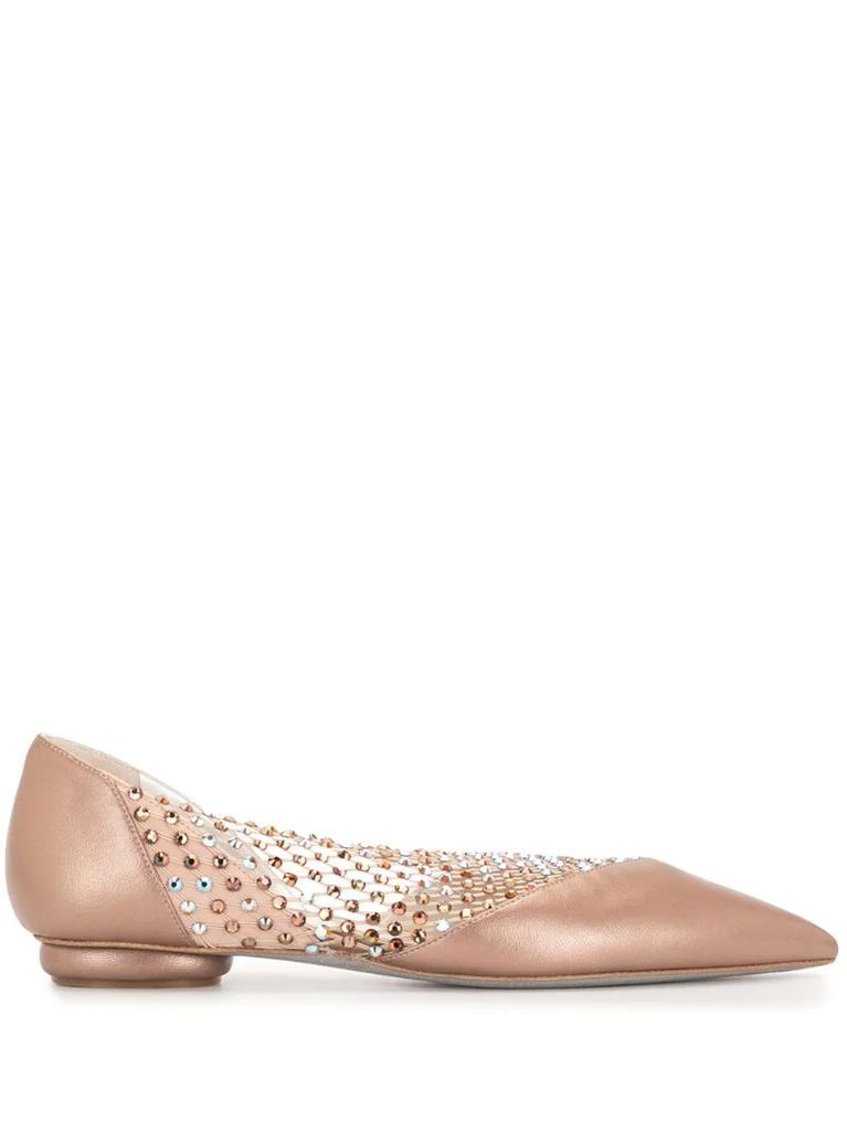 crystal-embellished point-toe ballet shoes