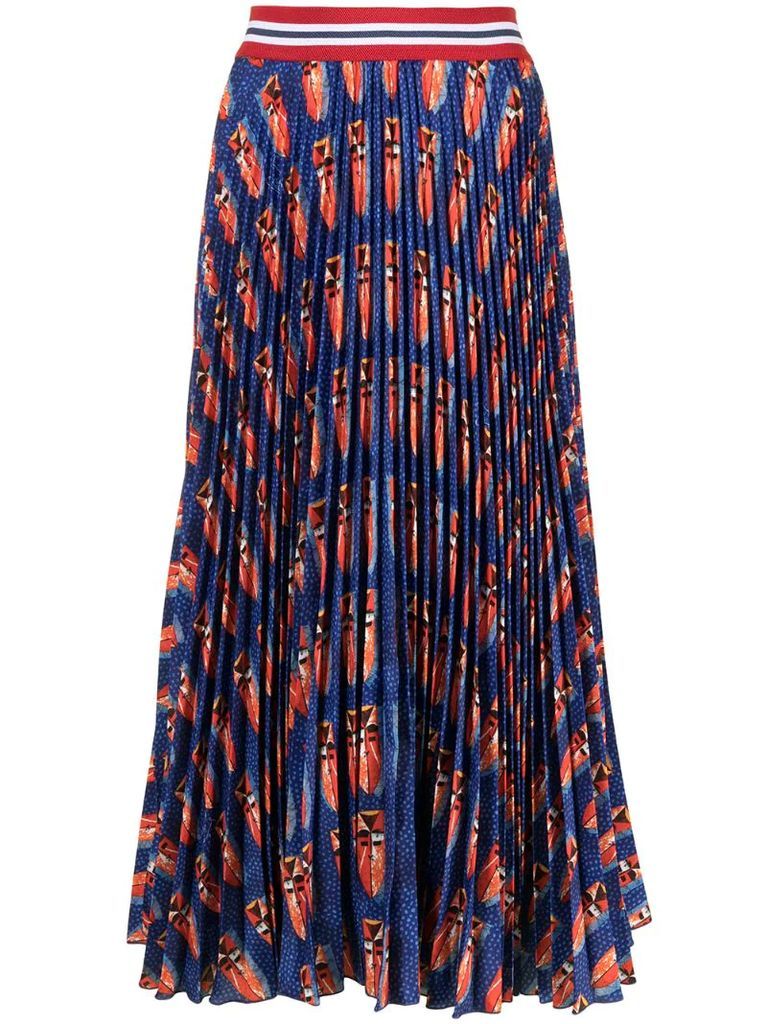 graphic-print pleated skirt