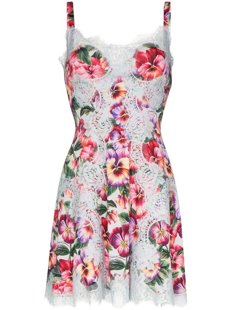 lace trim floral dress