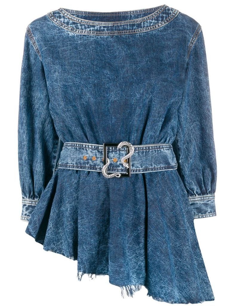 asymmetric denim top