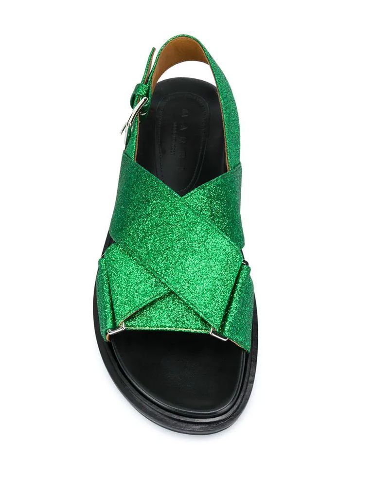 cross-strap glitter sandals