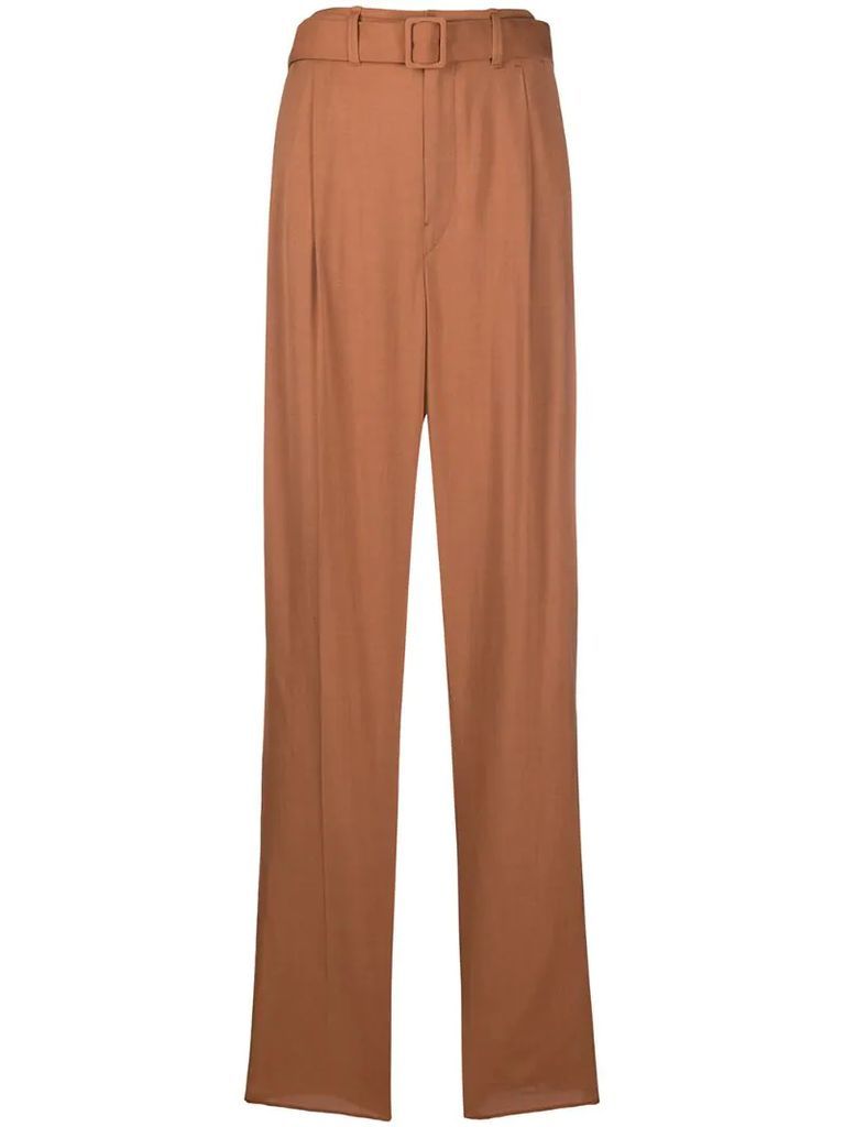 high-waist belted trousers