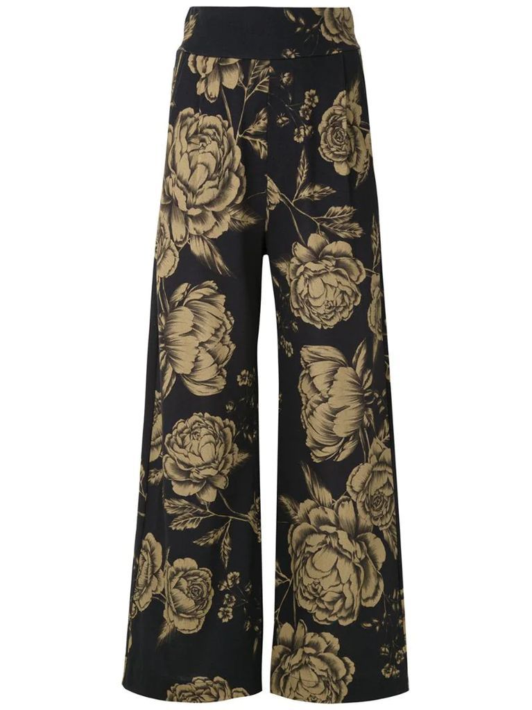 floral print wide-leg trousers