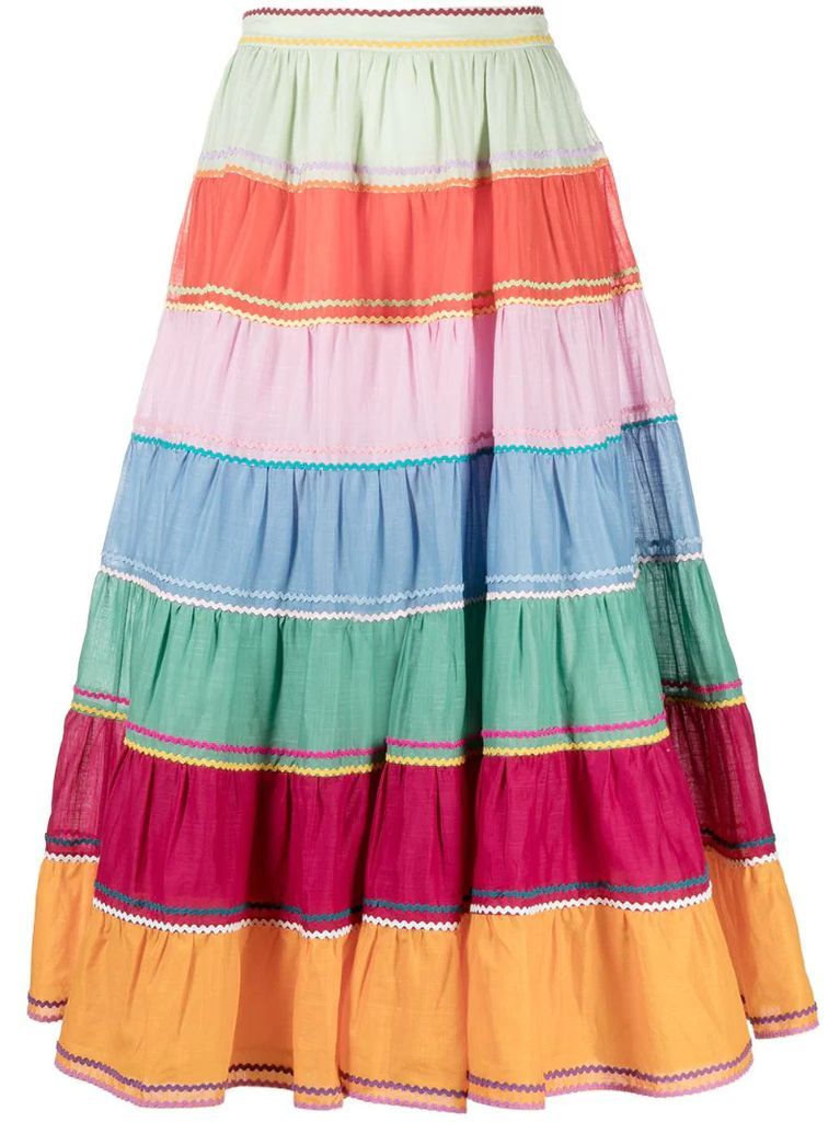 Riders striped tiered skirt
