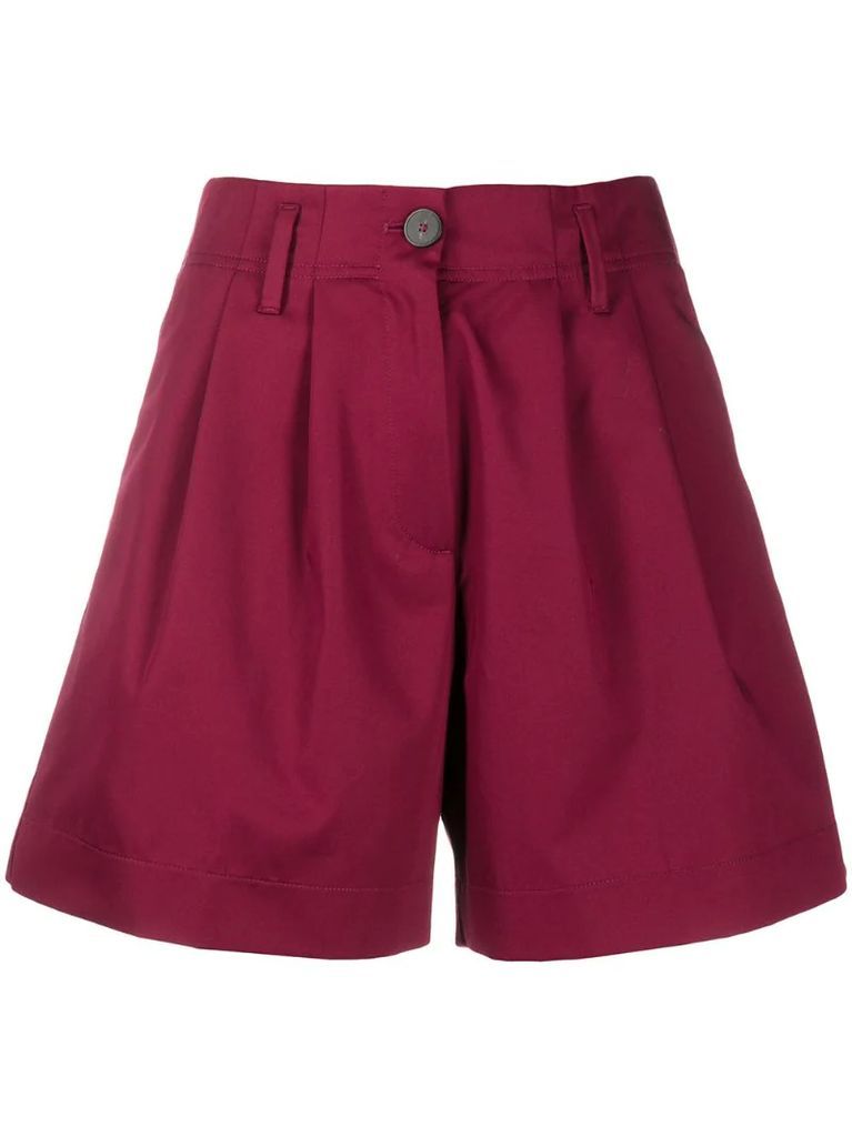 high-waisted pleated shorts
