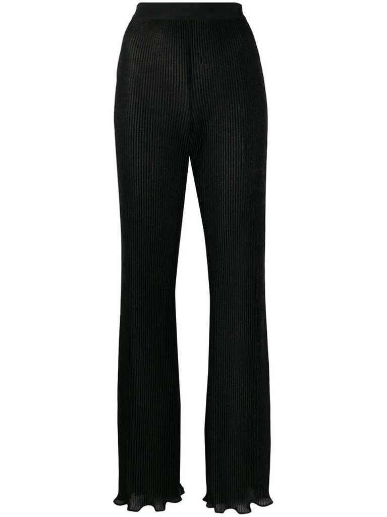 ribbed wide-leg trousers