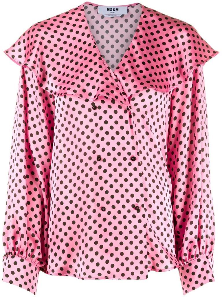polka-dot double breasted blouse