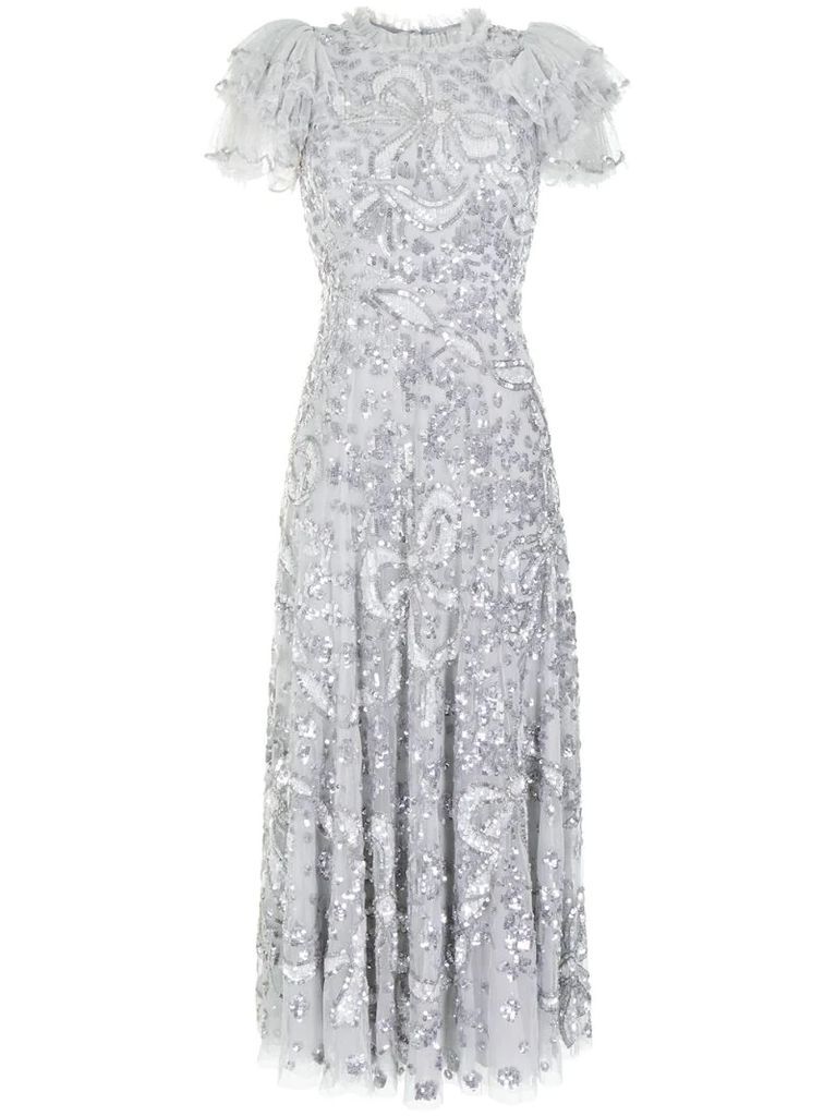 Shirley Ribbon embellished ankle-length gown