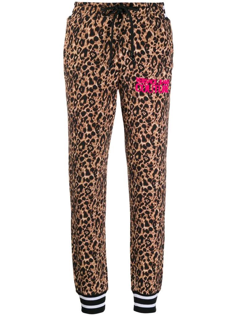 leopard print track trousers
