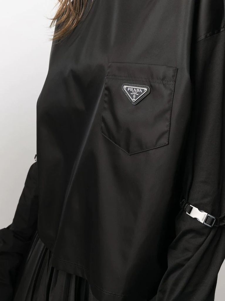 strapped-sleeve logo blouse
