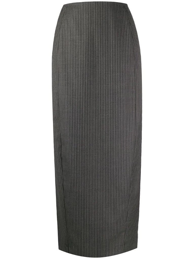 1990s pinstripe print straight skirt
