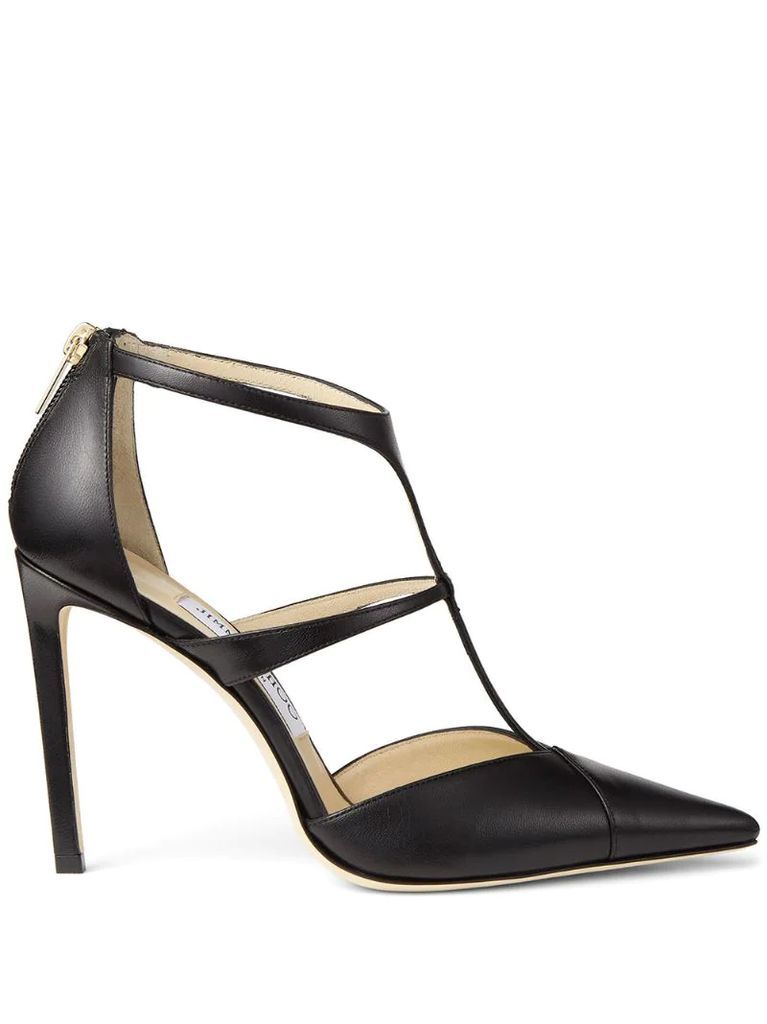 strappy leather stiletto heels