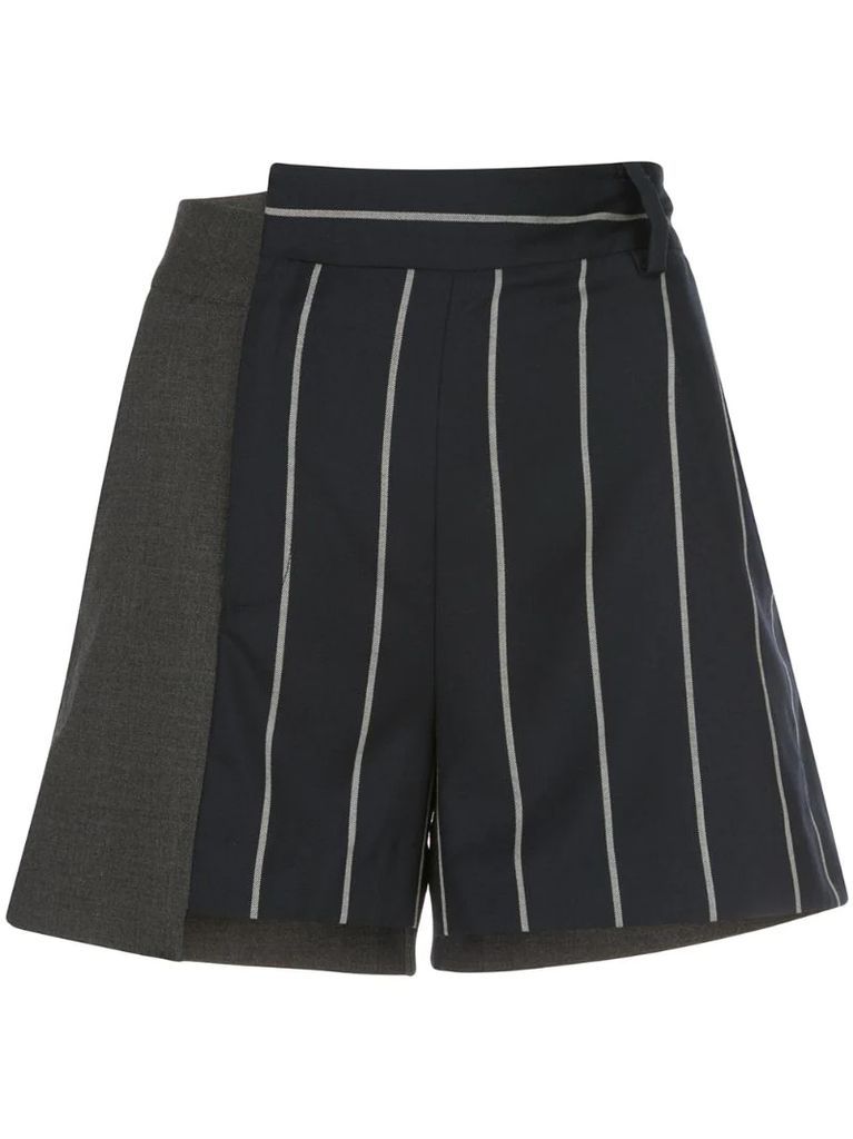 pinstriped patchwork shorts