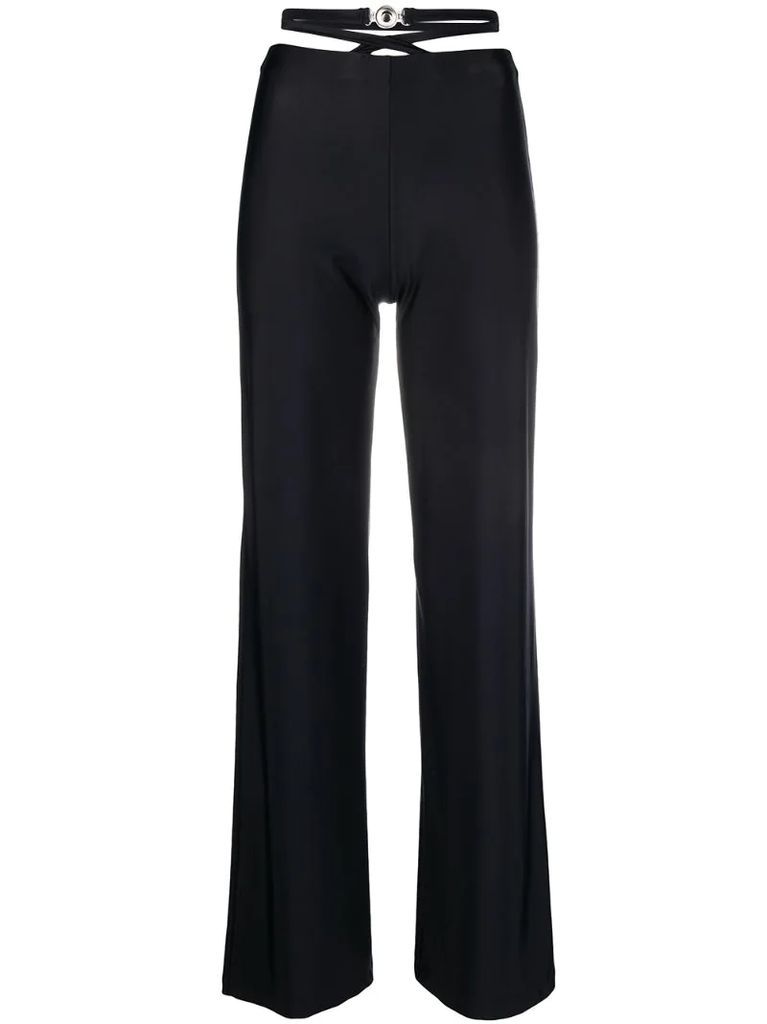 strap detail stretch-fit trousers