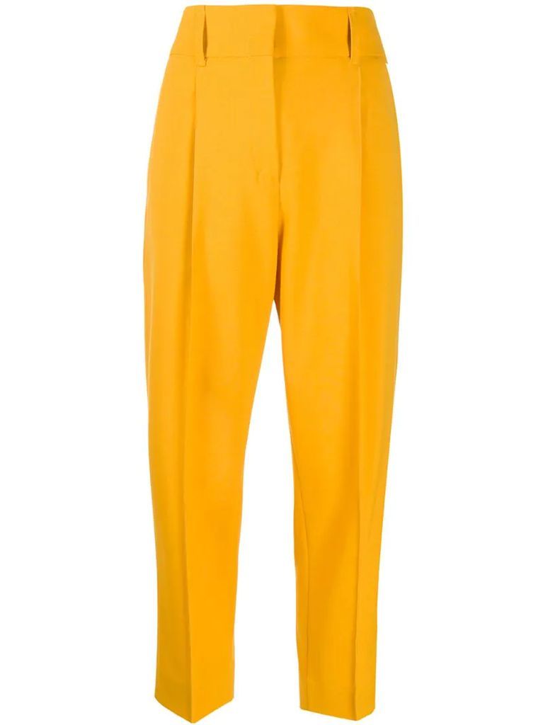 front pleated cropped trousers