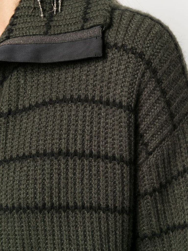 striped ribbed knit cardigan