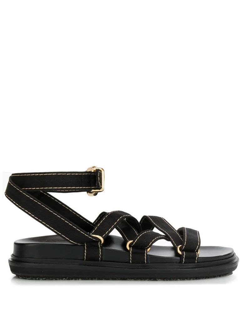 strappy buckled sandals