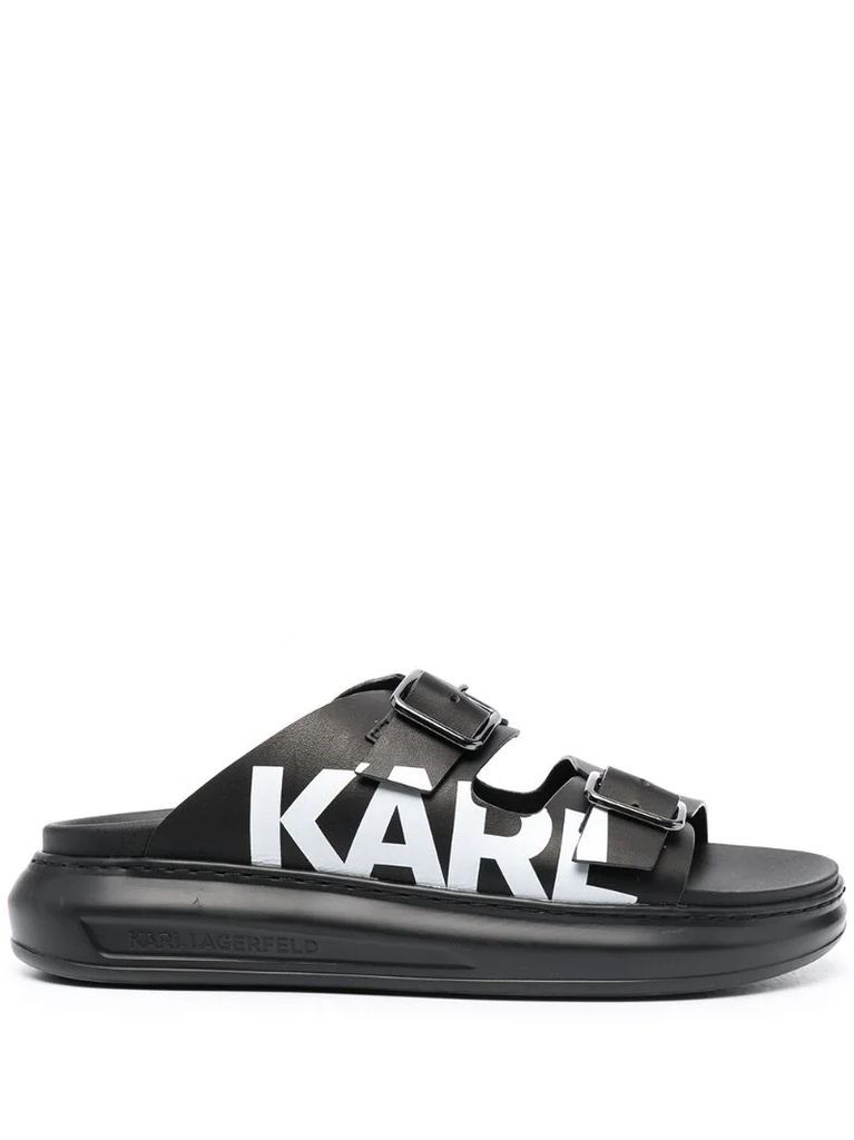 Kapri logo-print buckled sandals