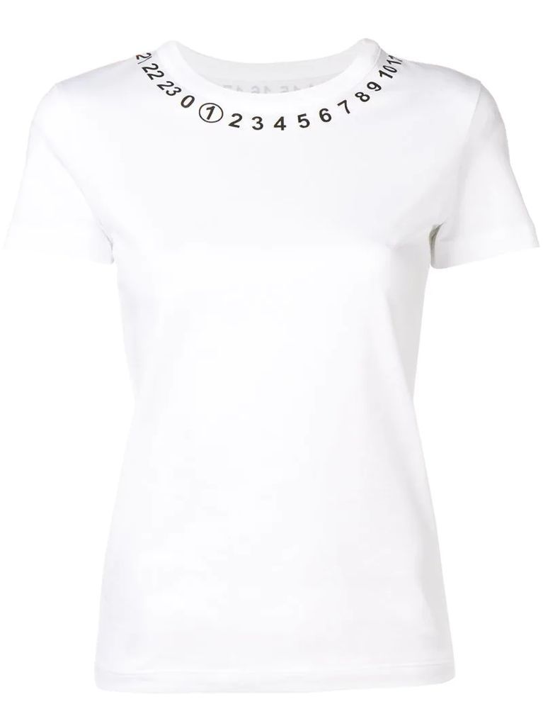 numbers print neckline T-shirt