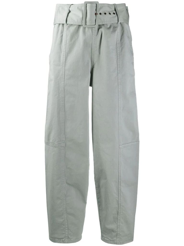 belted straight fit trousers