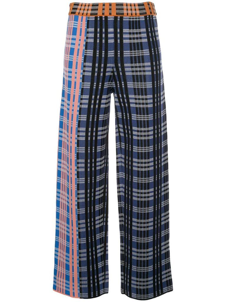 check pattern palazzo trousers