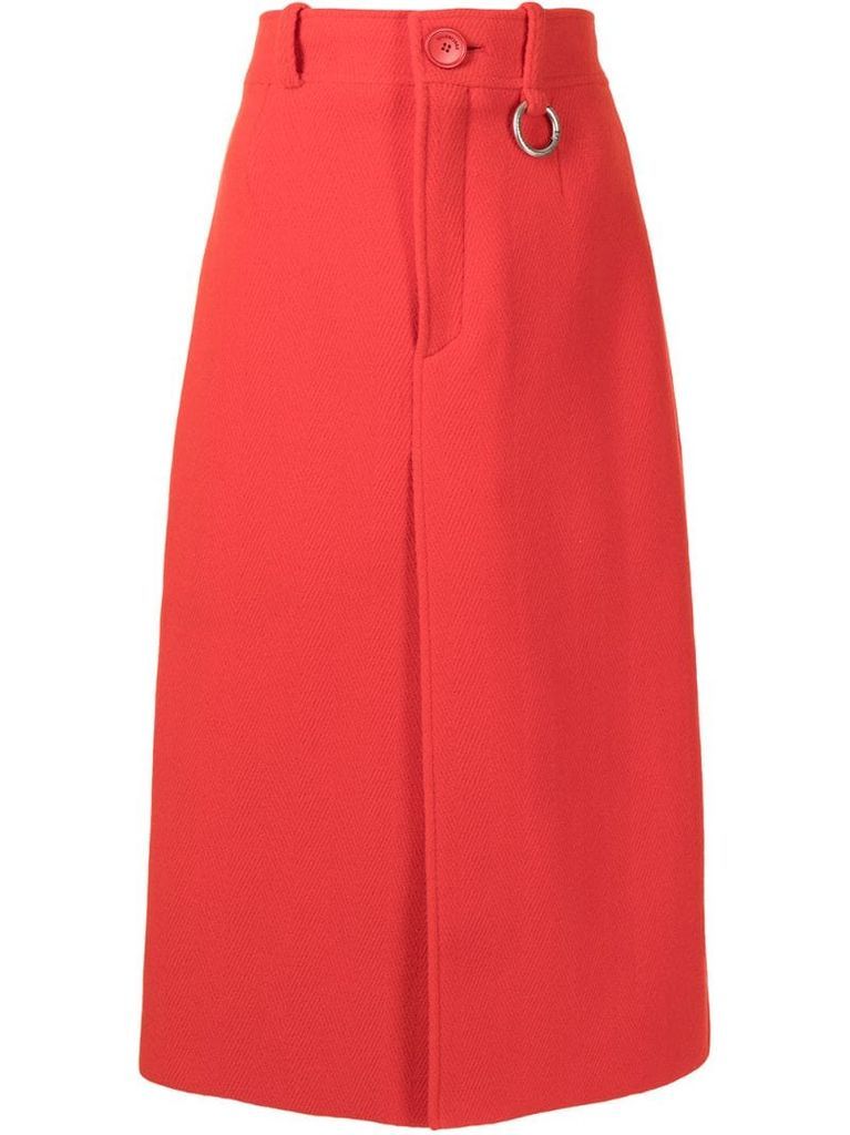 front-slit high-waisted skirt