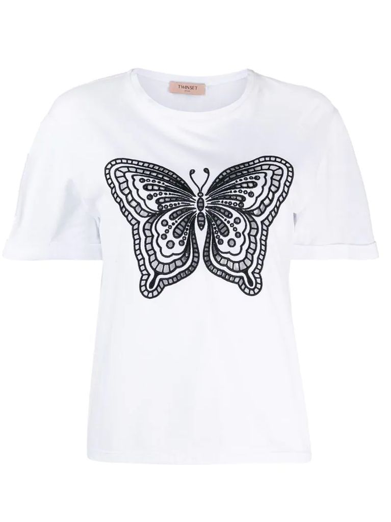 butterfly embroidered T-shirt